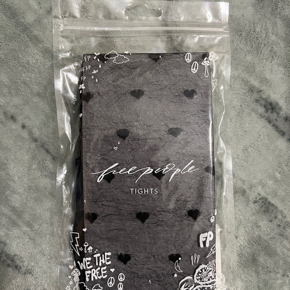 Free People Black Heart Tights - Picture 2 of 4